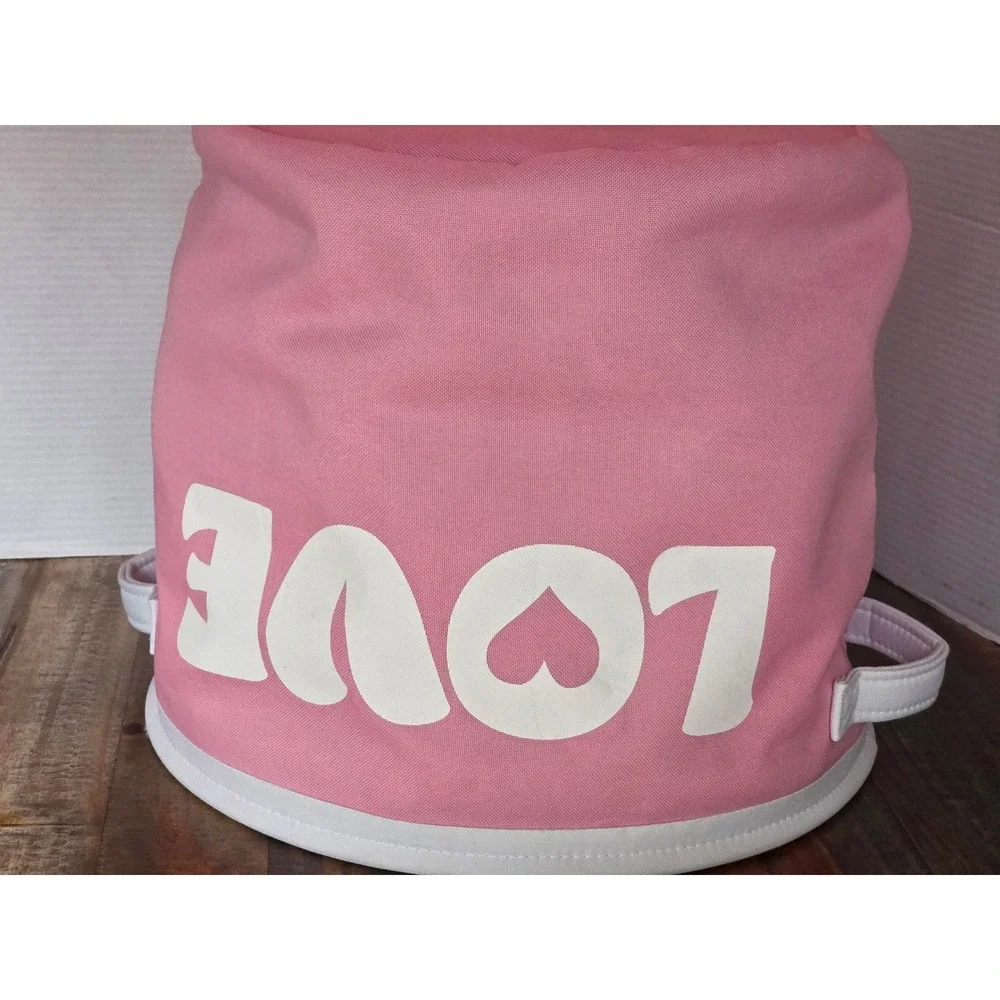 TM Designs Pink Love Ballerina Lined Canvas Storage Bin Basket Laundry Bag 12x15